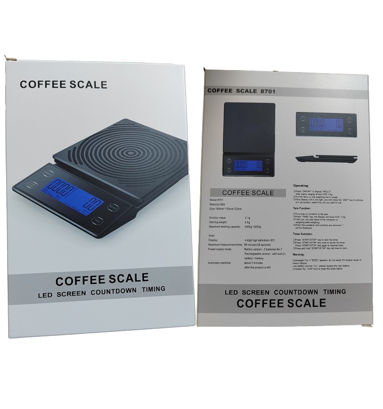 Timing and countdown function electronic digital kitchen coffee scale 3kg/5kg*0.1g(图2)