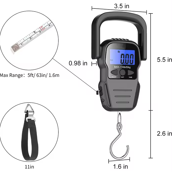 50 KG Digital Luggage Scale Electronic Handle Hanging Weighing Pocket Fish Weight Electronic Scale