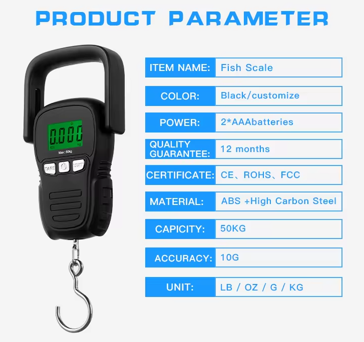 Portable 50kg Digital Types of Fishing Scale with Measure Ruler