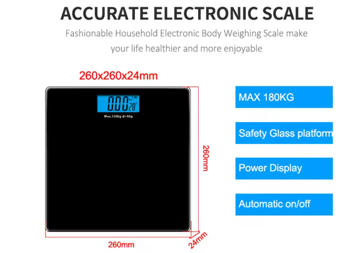 Household Custom Body Electronic Glass Platform Digital Bathroom Scale